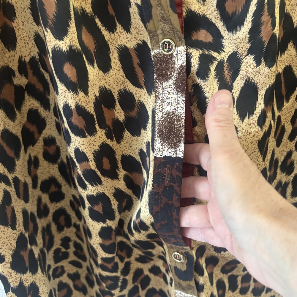 Vtg J. Wilde Silk Blend Leopard Top Jacket Womens M Western Fringe Boho Texas - Picture 10 of 12